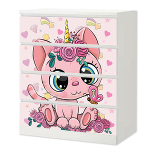 Möbelfolie passend für IKEA Malm Kommode Unicorn Cat  Schrankfolie - Sunnywall - Individualität trifft Design