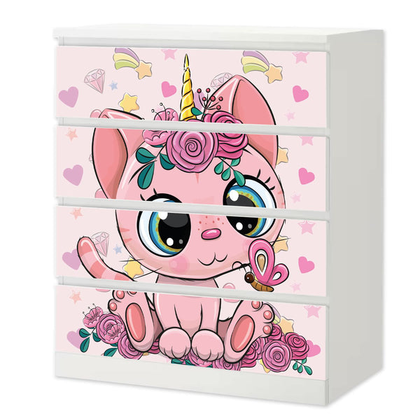 Möbelfolie passend für IKEA Malm Kommode Unicorn Cat  Schrankfolie - Sunnywall - Individualität trifft Design