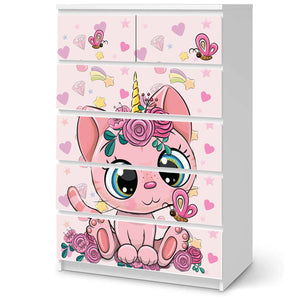 Möbelfolie passend für IKEA Malm Kommode Unicorn Cat  Schrankfolie - Sunnywall - Individualität trifft Design