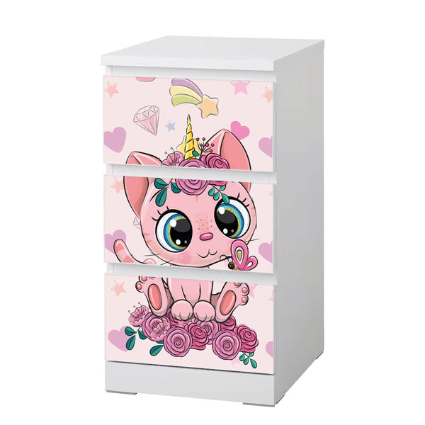 Möbelfolie passend für IKEA Malm Kommode Unicorn Cat  Schrankfolie - Sunnywall - Individualität trifft Design