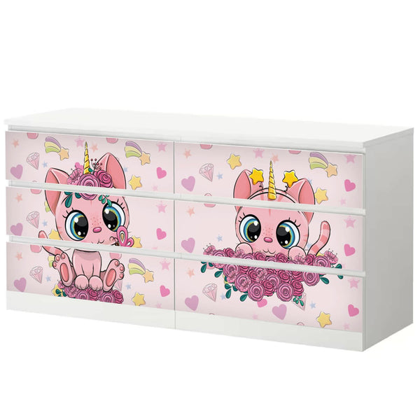 Möbelfolie passend für IKEA Malm Kommode Unicorn Cat  Schrankfolie - Sunnywall - Individualität trifft Design