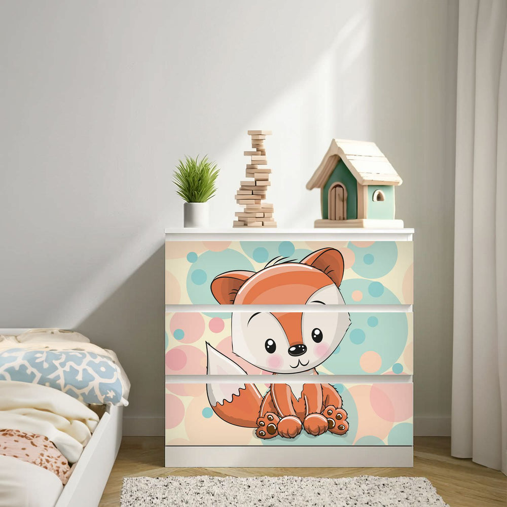 Möbelfolie passend für IKEA Malm Kommode Baby Fuchs Schrankfolie - Sunnywall - Individualität trifft Design