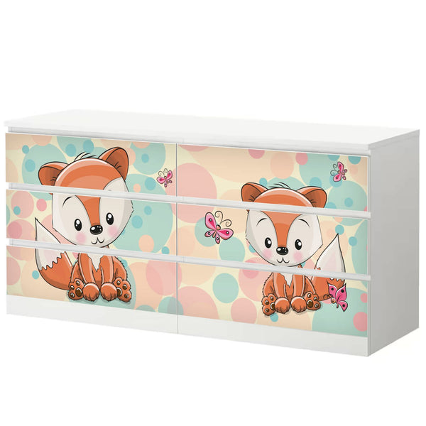 Möbelfolie passend für IKEA Malm Kommode Baby Fuchs Schrankfolie - Sunnywall - Individualität trifft Design