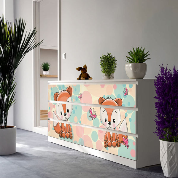 Möbelfolie passend für IKEA Malm Kommode Baby Fuchs Schrankfolie - Sunnywall - Individualität trifft Design