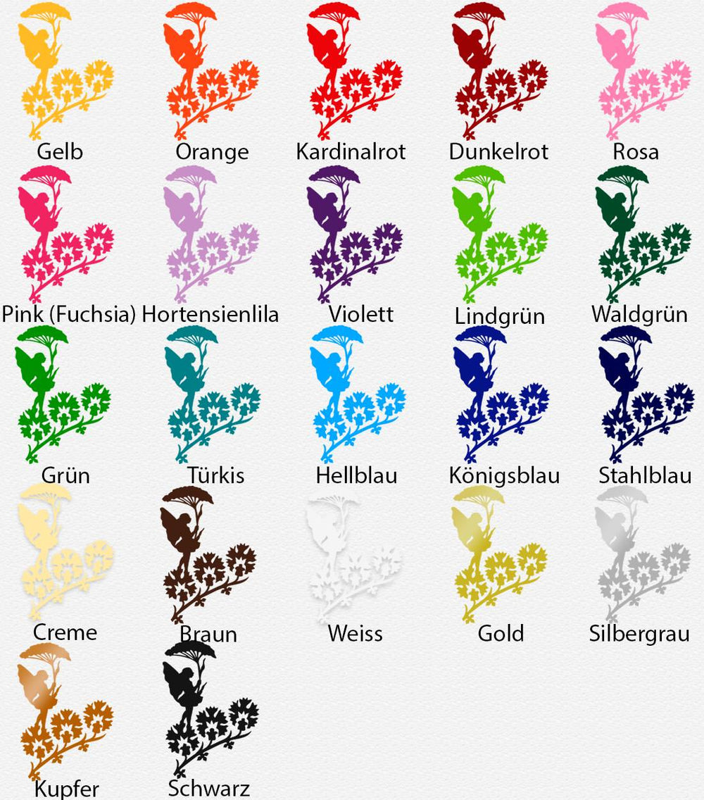 Wandtattoo – Fee auf Blumenschirm laufend auf einer Blume | Zauberhaftes Motiv - Sunnywall - Individualität trifft Design