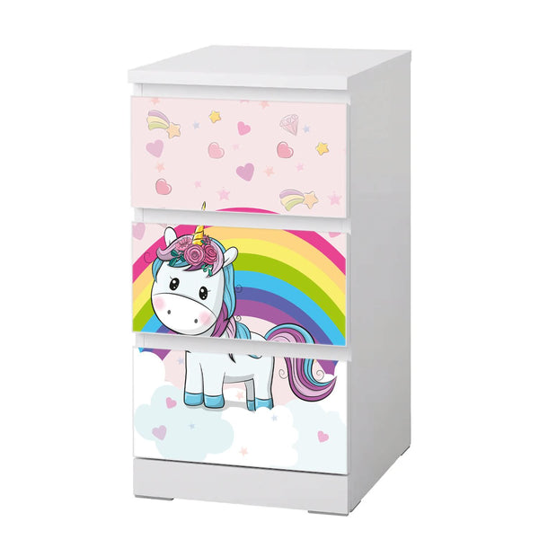 Möbelfolie passend für IKEA Malm Kommode Unicorn Baby Einhorn Schrankfolie - Sunnywall - Individualität trifft Design