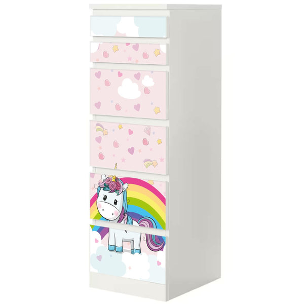 Möbelfolie passend für IKEA Malm Kommode Unicorn Baby Einhorn Schrankfolie - Sunnywall - Individualität trifft Design