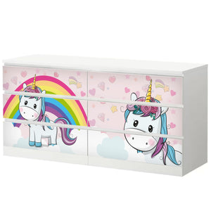 Möbelfolie passend für IKEA Malm Kommode Unicorn Baby Einhorn Schrankfolie - Sunnywall - Individualität trifft Design