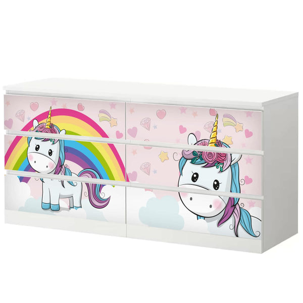 Möbelfolie passend für IKEA Malm Kommode Unicorn Baby Einhorn Schrankfolie - Sunnywall - Individualität trifft Design