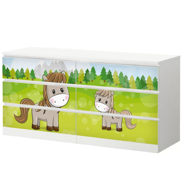 Möbelfolie passend für IKEA Malm Kommode Pferd Schrankfolie - Sunnywall - Individualität trifft Design