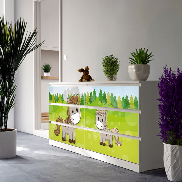 Möbelfolie passend für IKEA Malm Kommode Pferd Schrankfolie - Sunnywall - Individualität trifft Design