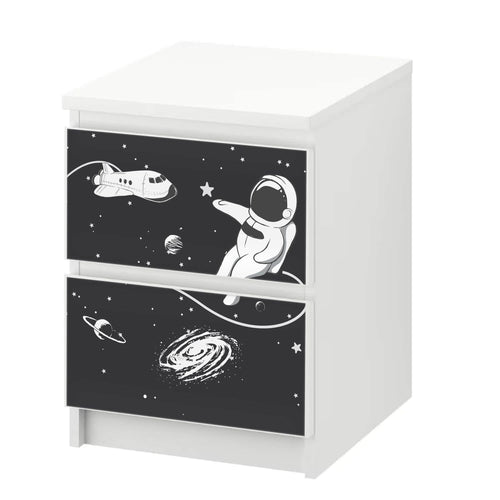 Möbelfolie passend für IKEA Malm Kommode Astronaut mit Raumschiff Schrankfolie - Sunnywall - Individualität trifft Design