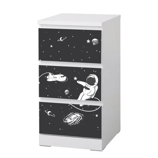 Möbelfolie passend für IKEA Malm Kommode Astronaut mit Raumschiff Schrankfolie - Sunnywall - Individualität trifft Design