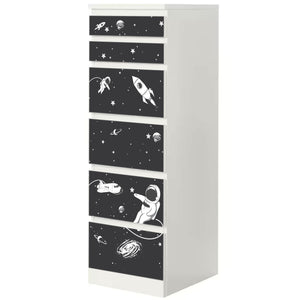 Möbelfolie passend für IKEA Malm Kommode Astronaut mit Raumschiff Schrankfolie - Sunnywall - Individualität trifft Design