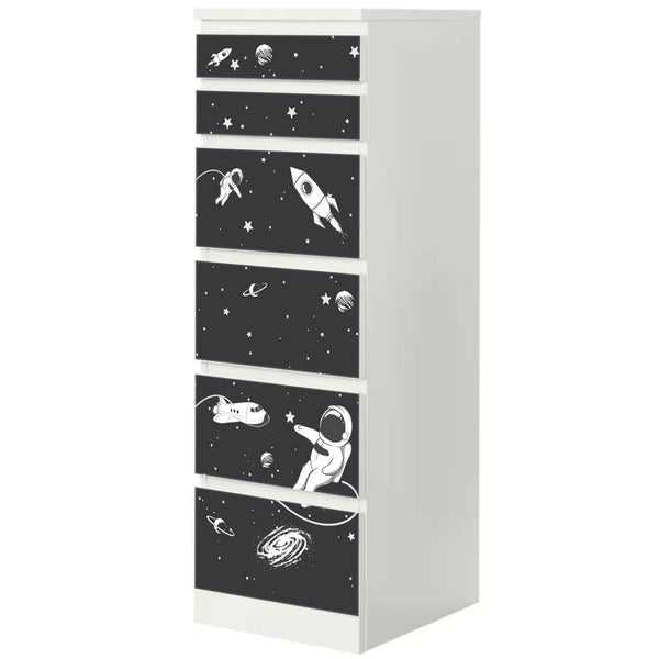 Möbelfolie passend für IKEA Malm Kommode Astronaut mit Raumschiff Schrankfolie - Sunnywall - Individualität trifft Design