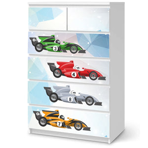 Möbelfolie passend für IKEA Malm Kommode Rennwagen Formel 1  Schrankfolie - Sunnywall - Individualität trifft Design