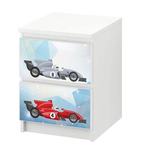 Möbelfolie passend für IKEA Malm Kommode Rennwagen Formel 1  Schrankfolie - Sunnywall - Individualität trifft Design