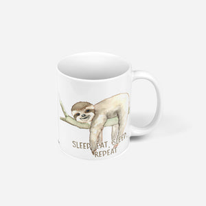 Tasse Faultier Sleep Eat Repeat – Entspannung pur - Sunnywall - Individualität trifft Design