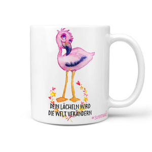 Tasse Flamingo Kaffeetasse  – Dein Lächeln wird die Welt verändern - Sunnywall - Individualität trifft Design