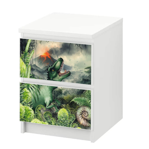 Möbelfolie passend für IKEA Malm Kommode Dinosaurier T-Rex Schrankfolie - Sunnywall - Individualität trifft Design