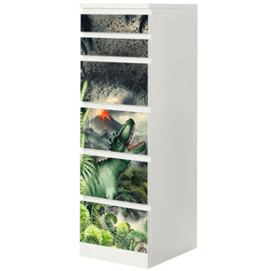 Möbelfolie passend für IKEA Malm Kommode Dinosaurier T-Rex Schrankfolie - Sunnywall - Individualität trifft Design