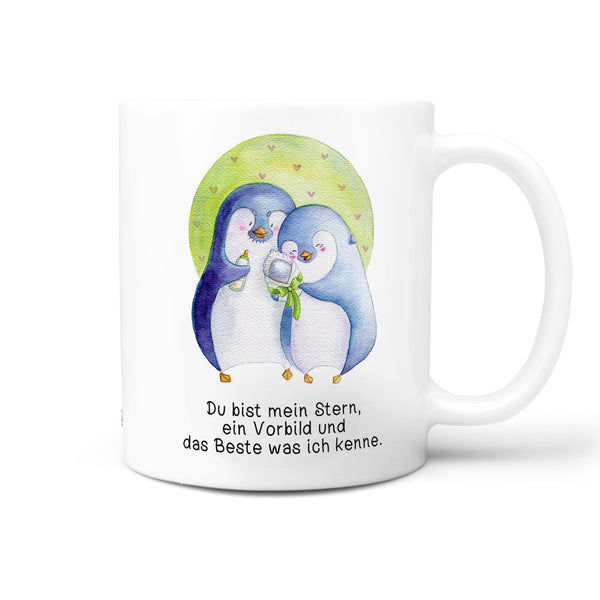 Pinguin Familie Tasse Kaffeetasse  – Liebevolles Geschenk zur Geburt oder für die Eltern - Sunnywall - Individualität trifft Design