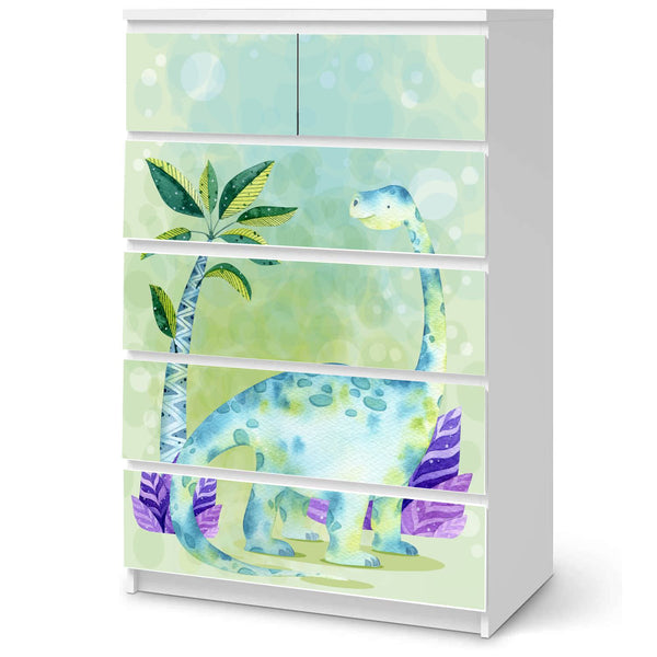 Möbelfolie passend für IKEA Malm Kommode Dino Kids Langhals Schrankfolie - Sunnywall - Individualität trifft Design