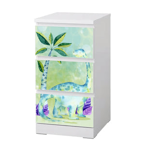 Möbelfolie passend für IKEA Malm Kommode Dino Kids Langhals Schrankfolie - Sunnywall - Individualität trifft Design