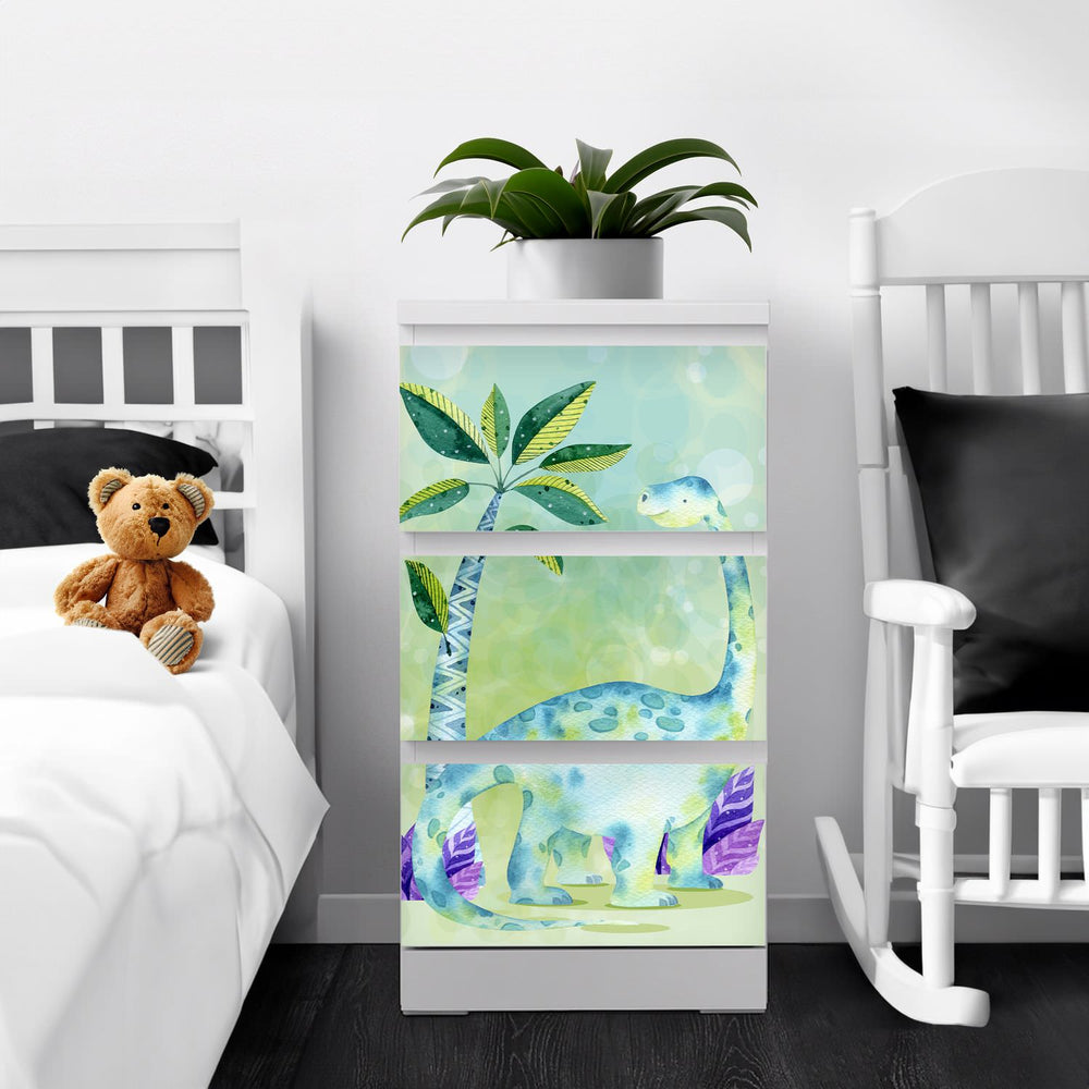 Möbelfolie passend für IKEA Malm Kommode Dino Kids Langhals Schrankfolie