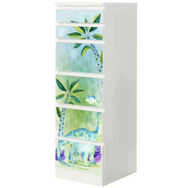 Möbelfolie passend für IKEA Malm Kommode Dino Kids Langhals Schrankfolie - Sunnywall - Individualität trifft Design
