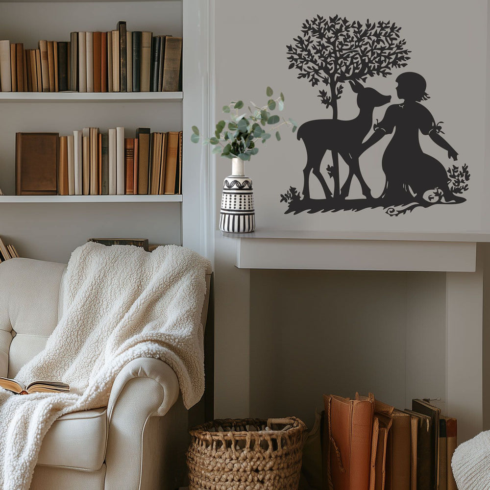 Wandtattoo Märchen Brüderchen Schwesterchen Reh | Scherenschnitt Kinderzimmer - Sunnywall - Individualität trifft Design