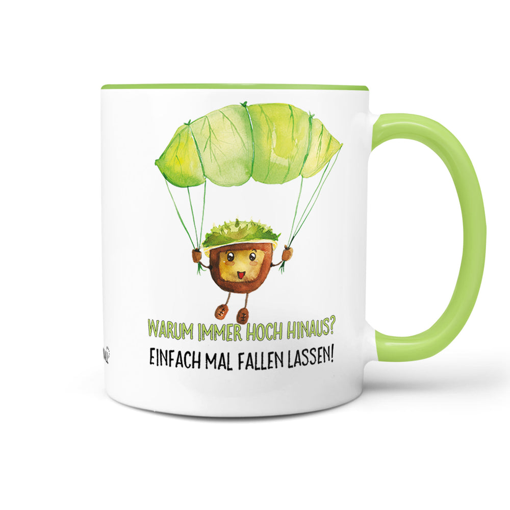 Kaffeetasse Tasse Fallschirmspringer Kastanie - Einfach mal fallen lassen - Sunnywall - Individualität trifft Design