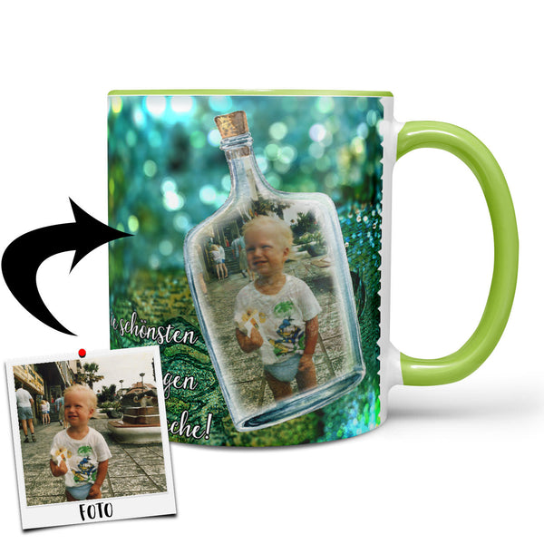 Kaffeetasse Fototasse Tasse Maritim Segelschiff Flaschenpost mit eigenem Foto - Sunnywall - Individualität trifft Design