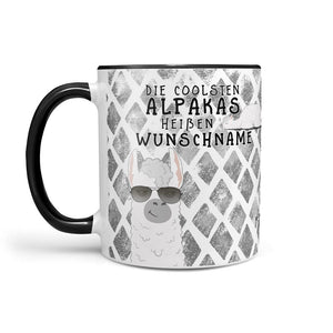 Tasse -  Die coolsten Alpakas heißen - Wunschname Kaffeetasse - Sunnywall - Individualität trifft Design