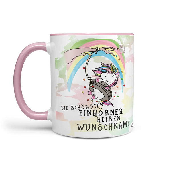 Tasse -  Die schönsten Einhörner heißen - Wunschname Kaffeetasse - Sunnywall - Individualität trifft Design
