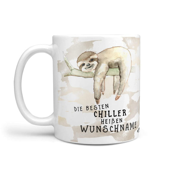 Tasse -  Die besten Chiller heißen - Wunschname Kaffeetasse - Faultier - Sunnywall - Individualität trifft Design