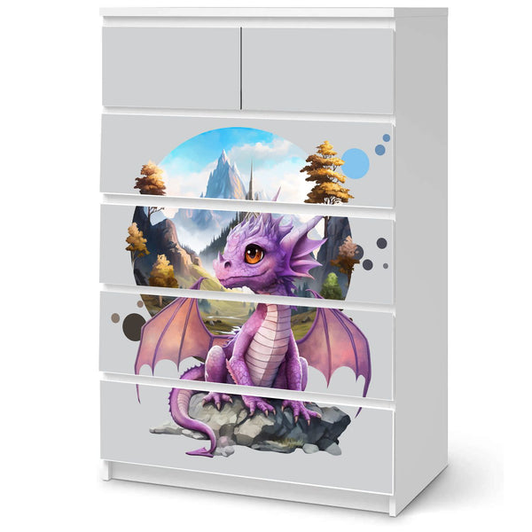 Möbelfolie passend für IKEA Malm Kommode Drache auf Fels Schrankfolie - Sunnywall - Individualität trifft Design
