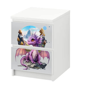 Möbelfolie passend für IKEA Malm Kommode Drache auf Fels Schrankfolie - Sunnywall - Individualität trifft Design