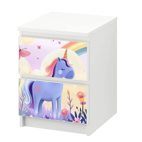 Möbelfolie passend für IKEA Malm Kommode Einhorn in Märchenwelt Schrankfolie - Sunnywall - Individualität trifft Design