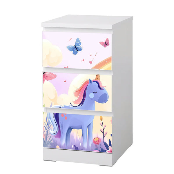 Möbelfolie passend für IKEA Malm Kommode Einhorn in Märchenwelt Schrankfolie - Sunnywall - Individualität trifft Design