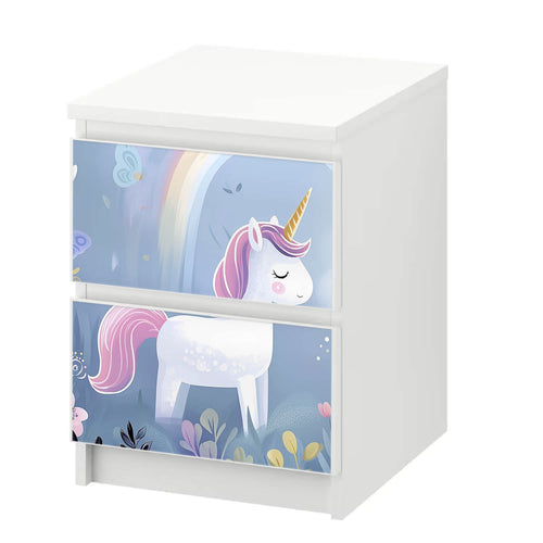 Möbelfolie passend für IKEA Malm Kommode Einhorn im Zauberwald Schrankfolie - Sunnywall - Individualität trifft Design
