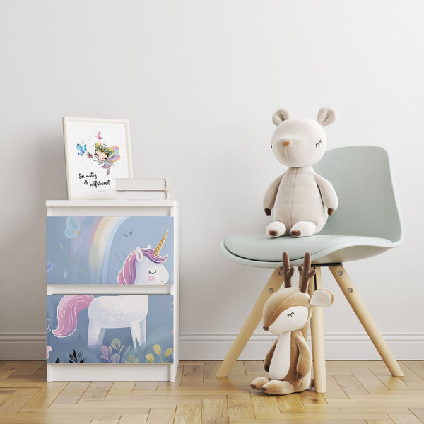 Möbelfolie passend für IKEA Malm Kommode Einhorn im Zauberwald Schrankfolie - Sunnywall - Individualität trifft Design