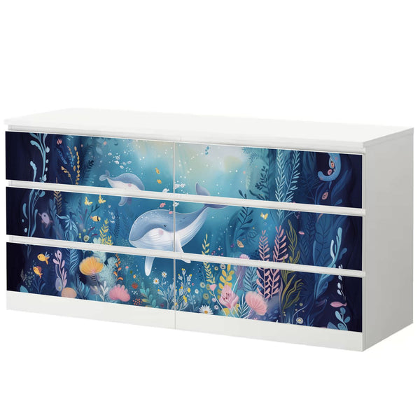 Möbelfolie passend für IKEA Malm Kommode Meereswelt Schrankfolie - Sunnywall - Individualität trifft Design