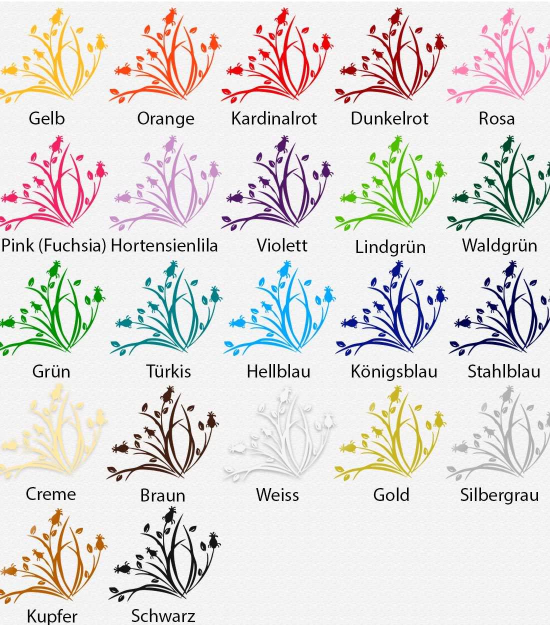 Wandtattoo – Rosenknospen zwischen Gräsern | Romantische Blumen-Deko für Wände - Sunnywall - Individualität trifft Design
