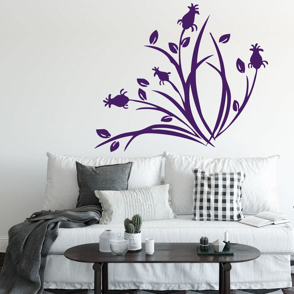 Wandtattoo – Rosenknospen zwischen Gräsern | Romantische Blumen-Deko für Wände - Sunnywall - Individualität trifft Design