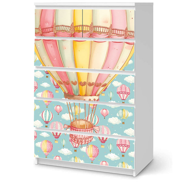 Möbelfolie passend für IKEA Malm Kommode rosa Heißluftballons Pattern Schrankfolie - Sunnywall - Individualität trifft Design