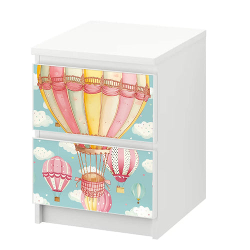 Möbelfolie passend für IKEA Malm Kommode rosa Heißluftballons Pattern Schrankfolie - Sunnywall - Individualität trifft Design