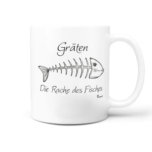 Spruch Tasse Angler Tasse Kaffeetasse - Gräten - Die Rache des Fisches - Sunnywall - Individualität trifft Design