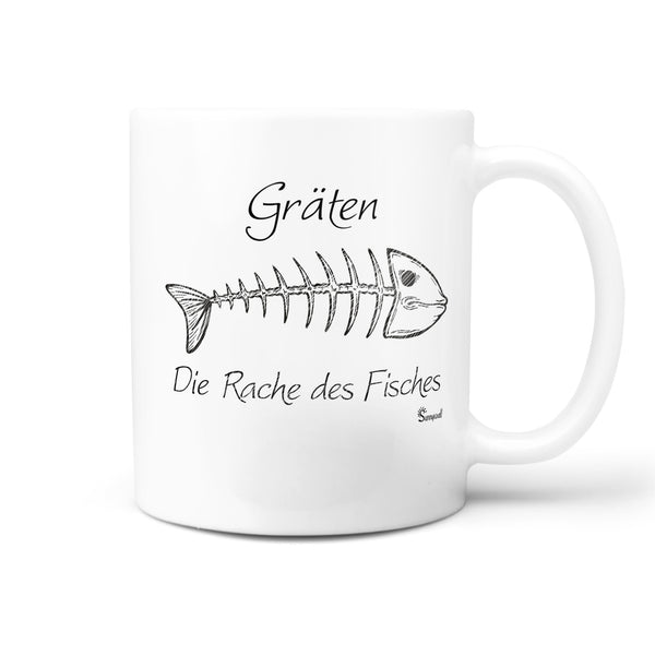 Spruch Tasse Angler Tasse Kaffeetasse - Gräten - Die Rache des Fisches - Sunnywall - Individualität trifft Design