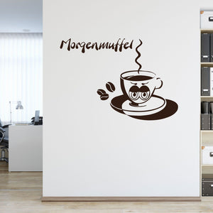 Wandtattoo Kaffeetasse Ted mit Schriftzug - Morgenmuffel | Lustiger Wandaufkleber für Küche & Essbereich - Sunnywall - Individualität trifft Design